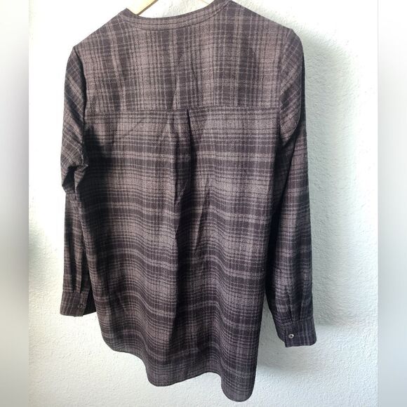 Theory wool popover shirt Orvinio Avalon plaid checkered tunic side pockets - Picture 14 of 15